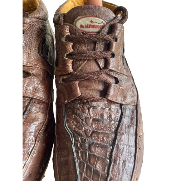 Los Altos Genuine BROWN Caiman Crocodile Ostrich Casual Shoes Lace Up 10.5 main image 6